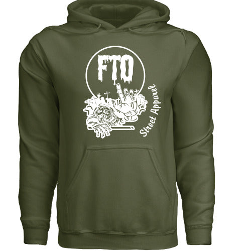 FTO Zombie Hoodie (Army Green/White)